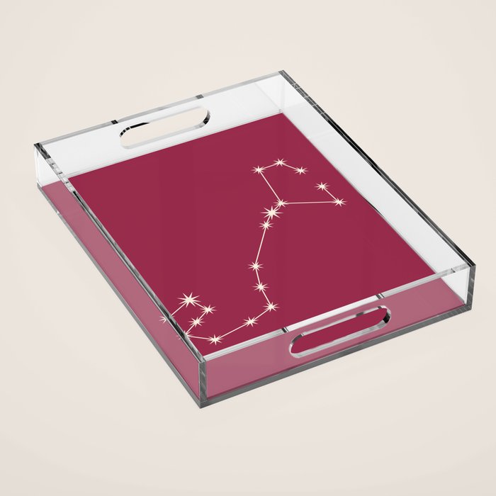 Scorpio Zodiac Star Constellation Line Art Pink Acrylic Tray Gallery Image 1