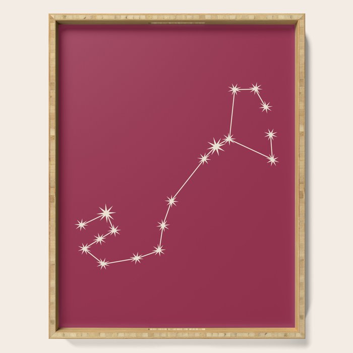 Scorpio Zodiac Star Constellation Line Art Pink Serving Tray Gallery Image 1