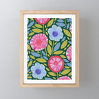 Folk Floral Blossoms in Forest Green Mini Art Print Gallery Image 1