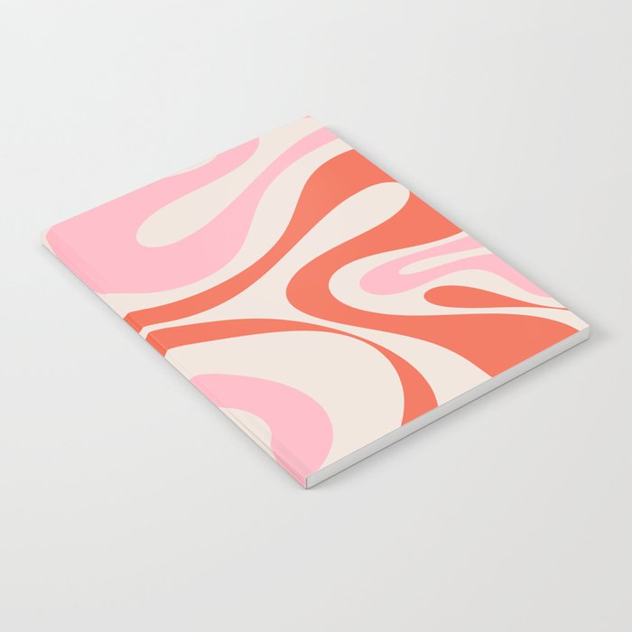 Mod Swirl Retro Abstract Pattern Pink and Orange Notebook Gallery Image 2