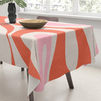 Mod Swirl Retro Abstract Pattern Pink and Orange Tablecloth Gallery Image 3