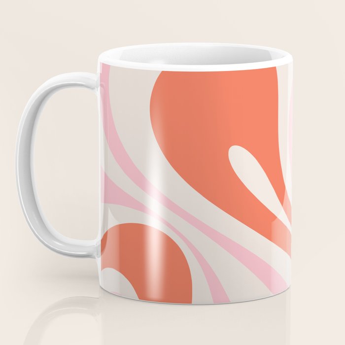Mod Swirl Retro Abstract Pattern Pink and Orange Coffee Mug Gallery Image 3