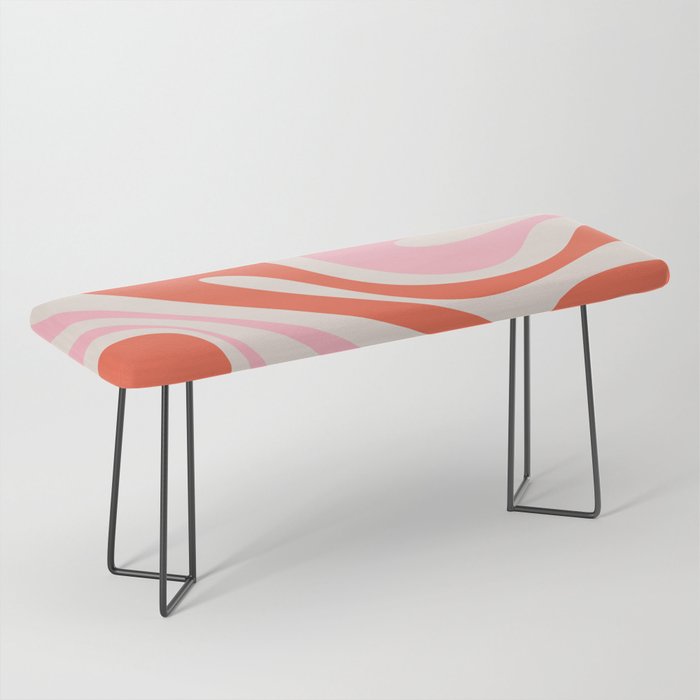 Mod Swirl Retro Abstract Pattern Pink and Orange Bench Gallery Image 1