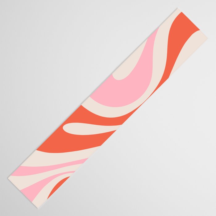 Mod Swirl Retro Abstract Pattern Pink and Orange Table Runner Gallery Image 3