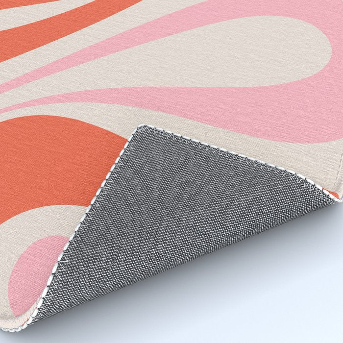 Mod Swirl Retro Abstract Pattern Pink and Orange Rug Gallery Image 4