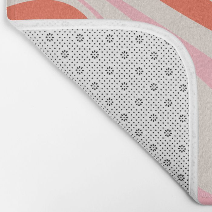 Mod Swirl Retro Abstract Pattern Pink and Orange Bath Mat Gallery Image 2