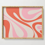 Mod Swirl Retro Abstract Pattern Pink and Orange Serving Tray Gallery Image 1