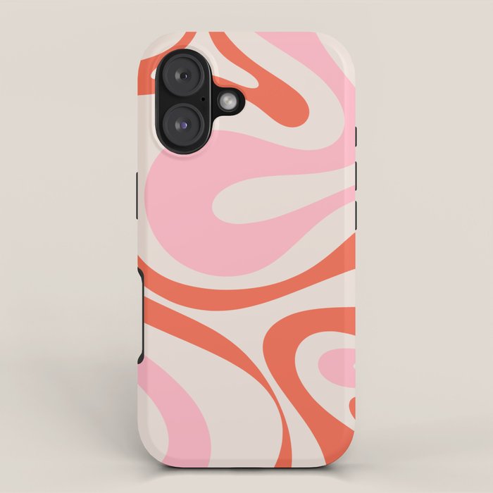 Mod Swirl Retro Abstract Pattern Pink and Orange iPhone Case Gallery Image 1