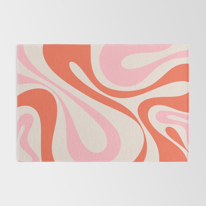 Mod Swirl Retro Abstract Pattern Pink and Orange Rug Gallery Image 2