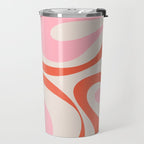 Mod Swirl Retro Abstract Pattern Pink and Orange Travel Mug Gallery Image 2