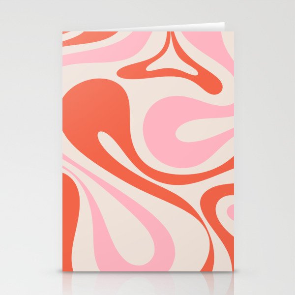 Mod Swirl Retro Abstract Pattern Pink and Orange Stationery Card Gallery Image 1