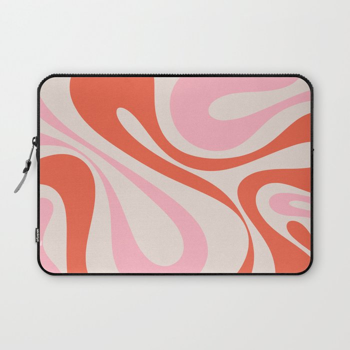 Mod Swirl Retro Abstract Pattern Pink and Orange Laptop Sleeve Gallery Image 1