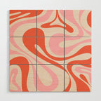 Mod Swirl Retro Abstract Pattern Pink and Orange Wood Wall Art Gallery Image 1