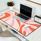 Mod Swirl Retro Abstract Pattern Pink and Orange Desk Mat Gallery Image 2