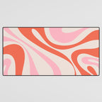 Mod Swirl Retro Abstract Pattern Pink and Orange Desk Mat Gallery Image 3