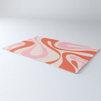Mod Swirl Retro Abstract Pattern Pink and Orange Rug Gallery Image 3