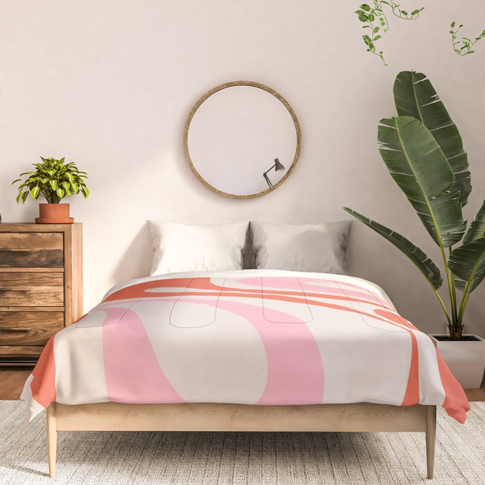 Mod Swirl Retro Abstract Pattern Pink and Orange Comforter Gallery Image 3
