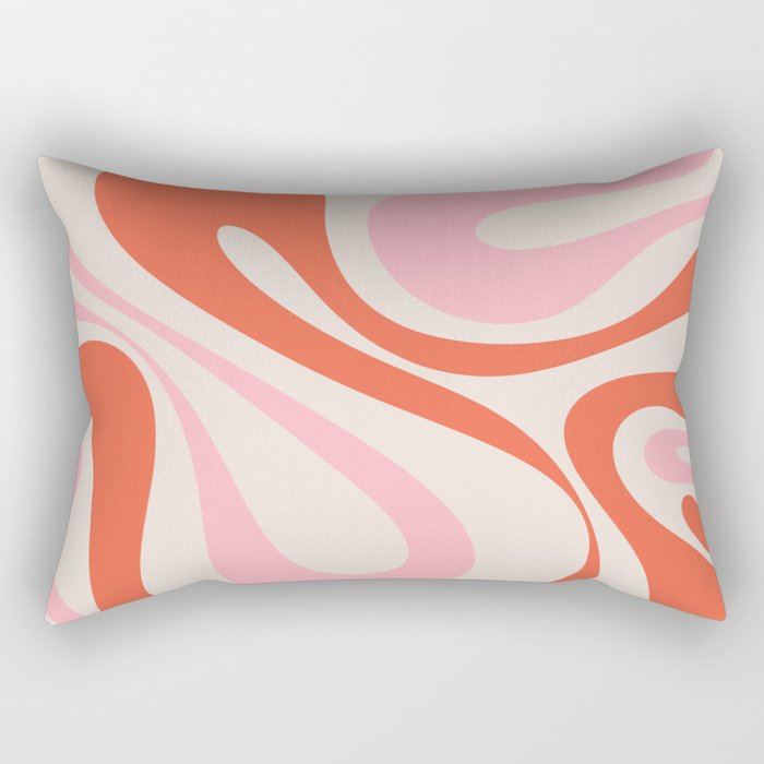 Mod Swirl Retro Abstract Pattern Pink and Orange Rectangular Pillow Gallery Image 2