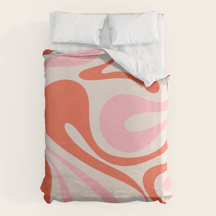 Mod Swirl Retro Abstract Pattern Pink and Orange Duvet Cover Gallery Image 6