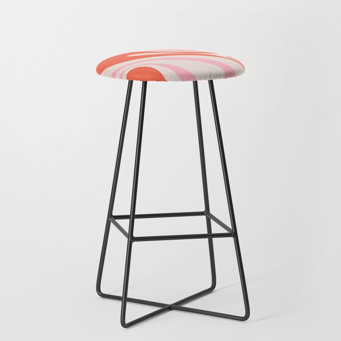 Mod Swirl Retro Abstract Pattern Pink and Orange Stool Gallery Image 1