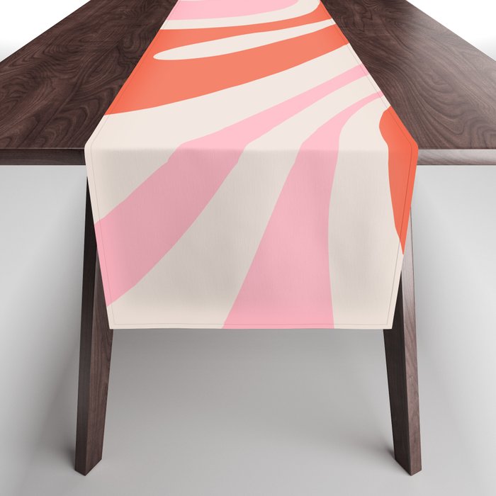 Mod Swirl Retro Abstract Pattern Pink and Orange Table Runner Gallery Image 1