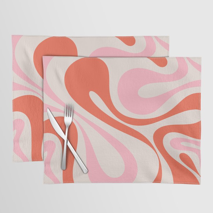 Mod Swirl Retro Abstract Pattern Pink and Orange Placemat Gallery Image 1