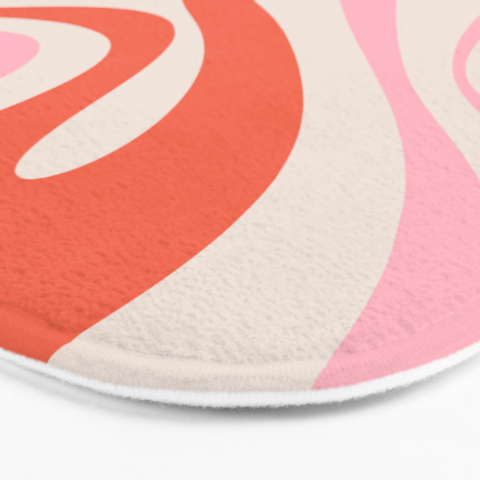 Mod Swirl Retro Abstract Pattern Pink and Orange Bath Mat Gallery Image 3