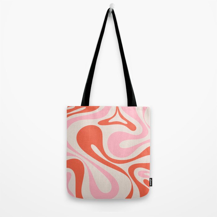Mod Swirl Retro Abstract Pattern Pink and Orange Tote Bag Gallery Image 2