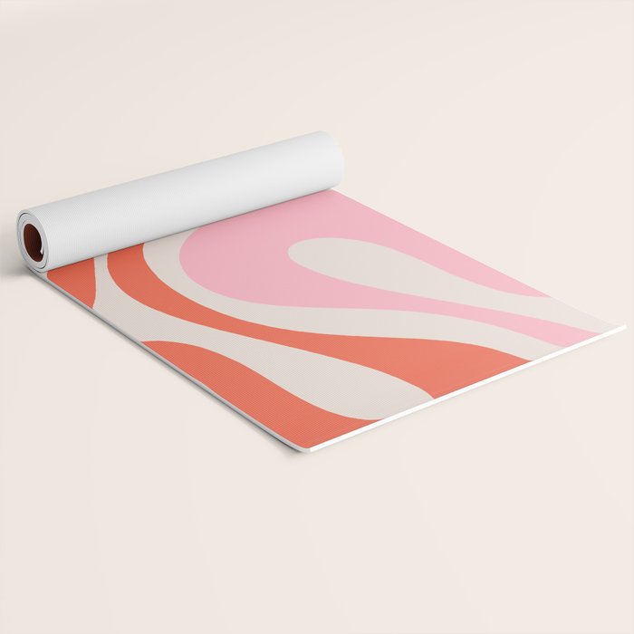 Mod Swirl Retro Abstract Pattern Pink and Orange Yoga Mat Gallery Image 2