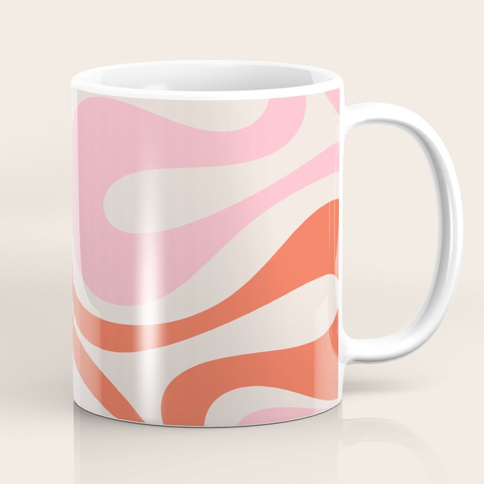 Mod Swirl Retro Abstract Pattern Pink and Orange Coffee Mug Gallery Image 1