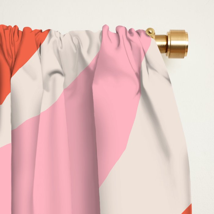 Mod Swirl Retro Abstract Pattern Pink and Orange Window Curtain Gallery Image 2