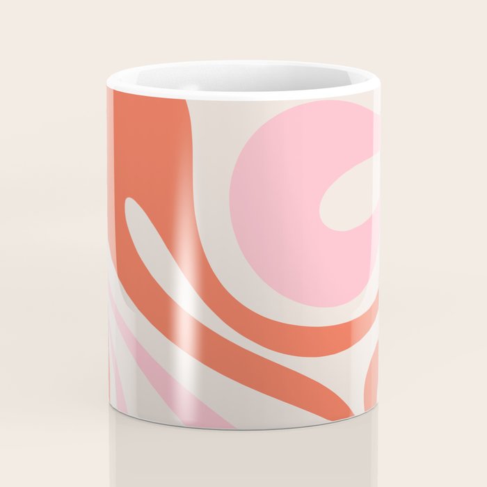 Mod Swirl Retro Abstract Pattern Pink and Orange Coffee Mug Gallery Image 4
