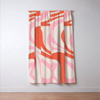 Mod Swirl Retro Abstract Pattern Pink and Orange Window Curtain Gallery Image 3
