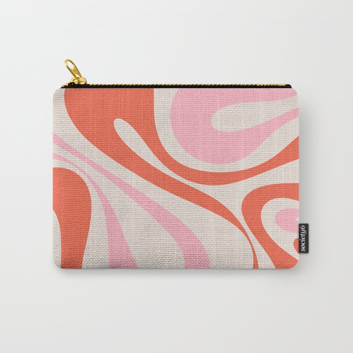 Mod Swirl Retro Abstract Pattern Pink and Orange Carry All Pouch Gallery Image 1