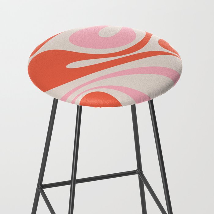 Mod Swirl Retro Abstract Pattern Pink and Orange Stool Gallery Image 2