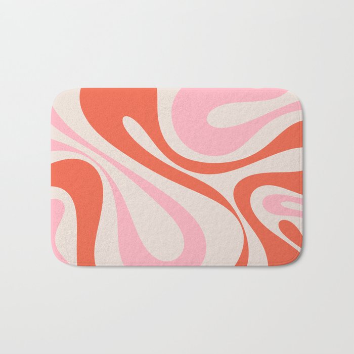 Mod Swirl Retro Abstract Pattern Pink and Orange Bath Mat Gallery Image 1