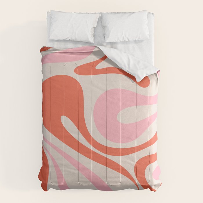 Mod Swirl Retro Abstract Pattern Pink and Orange Comforter Gallery Image 1