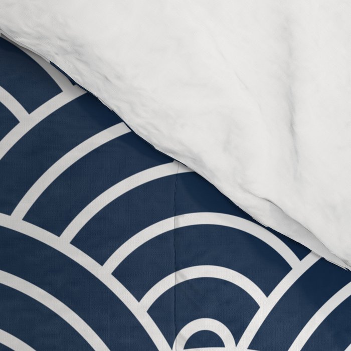 Japanese Waves Pattern Dark Blue Comforter Gallery Image 4