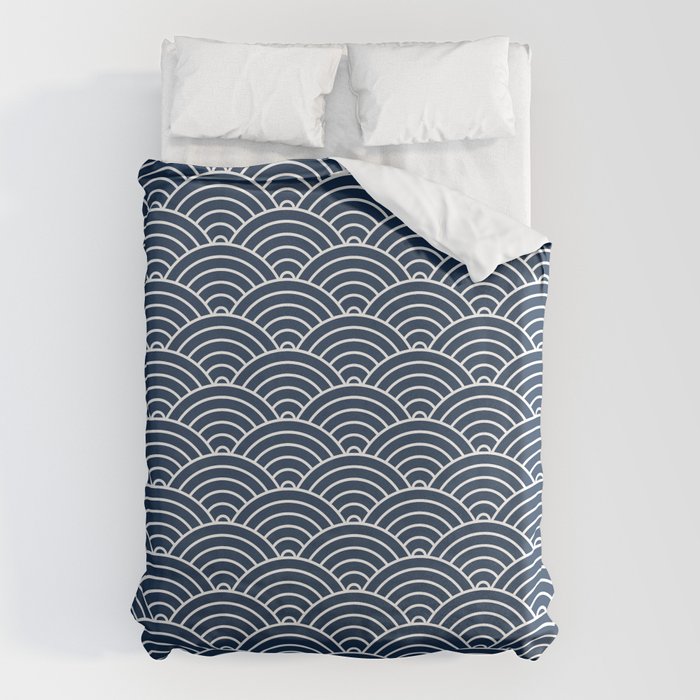 Japanese Waves Pattern Dark Blue Duvet Cover Gallery Image 6