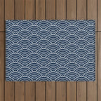 Japanese Waves Pattern Dark Blue Outdoor Rug Gallery Image 1