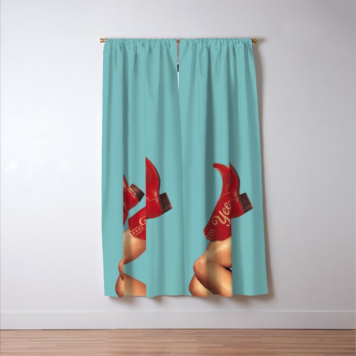 These Boots - Yee haw Cherry Red n Blue Window Curtain Gallery Image 3