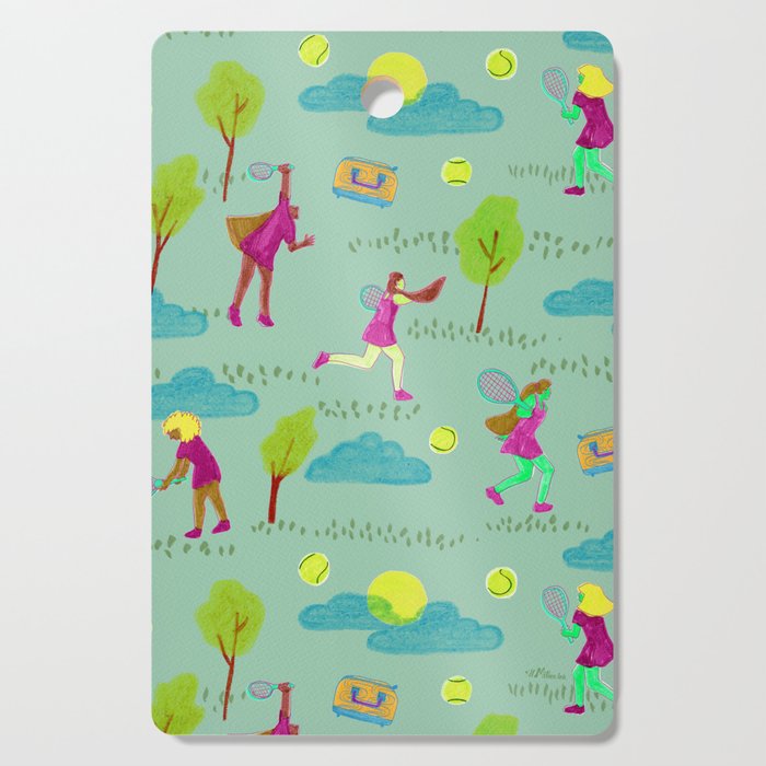 Let's Play Tennis in Soft Green Cutting Board Gallery Image 1