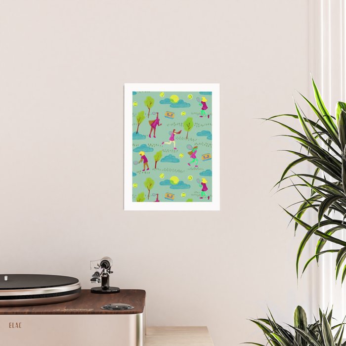 Let's Play Tennis in Soft Green Poster Gallery Image 2