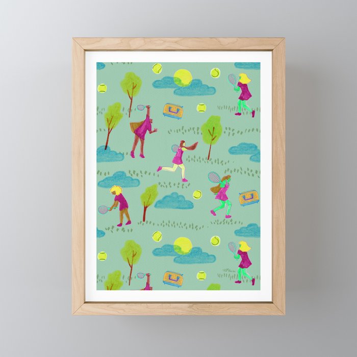Let's Play Tennis in Soft Green Mini Art Print Gallery Image 1