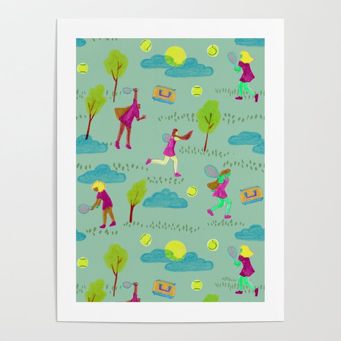 Let's Play Tennis in Soft Green Poster Gallery Image 4