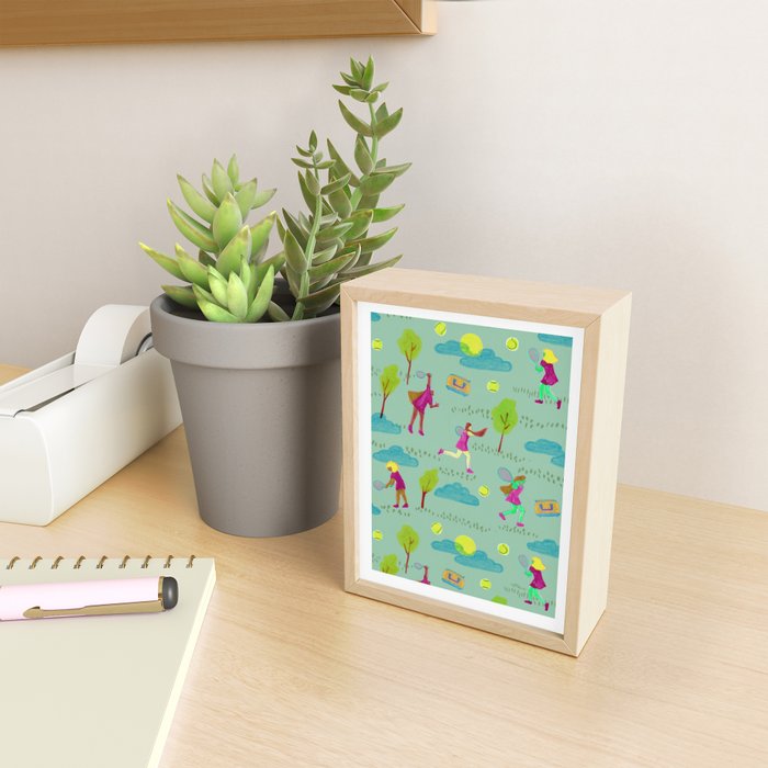Let's Play Tennis in Soft Green Mini Art Print Gallery Image 2