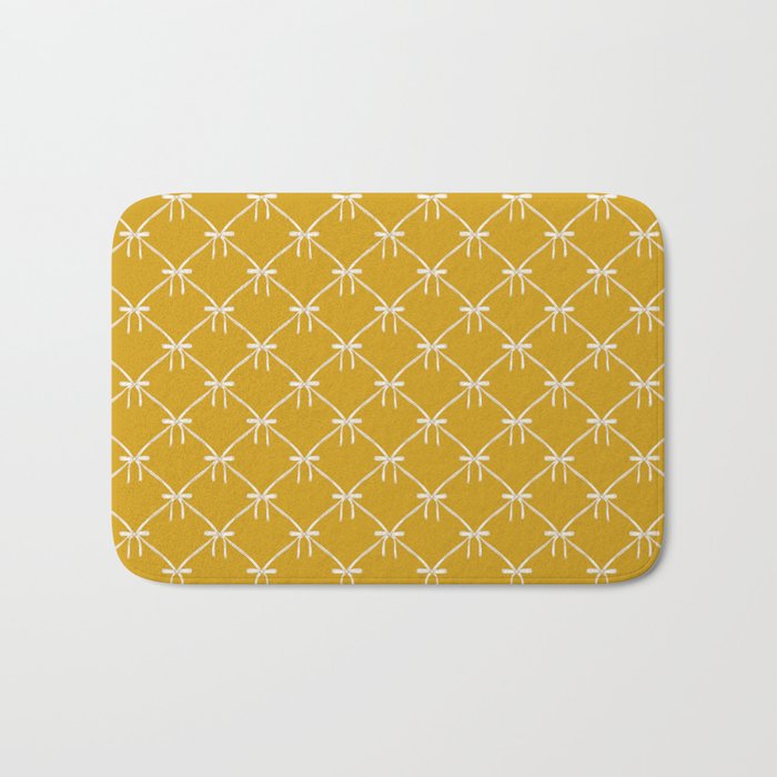 Bows & Ribbons Pattern XX Golden Yellow Bath Mat Gallery Image 1