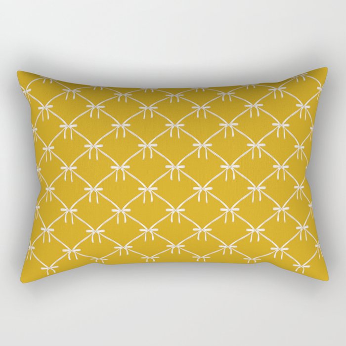Bows & Ribbons Pattern XX Golden Yellow Rectangular Pillow Gallery Image 1