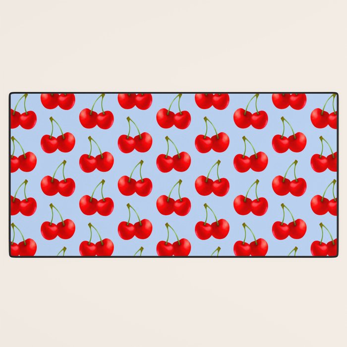 Y2K Cherries - Blue Pattern Large Desk Mat Gallery Image 3