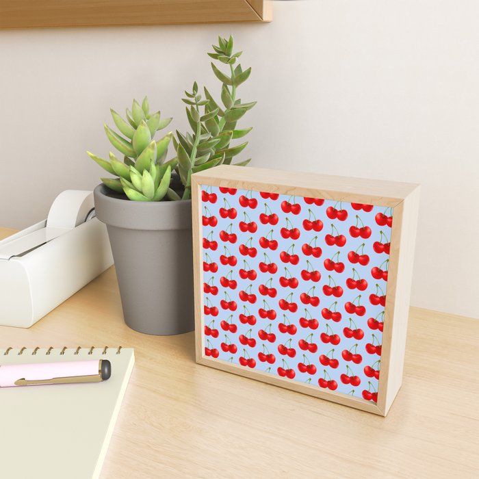 Y2K Cherries - Blue Pattern Large Mini Art Print Gallery Image 2